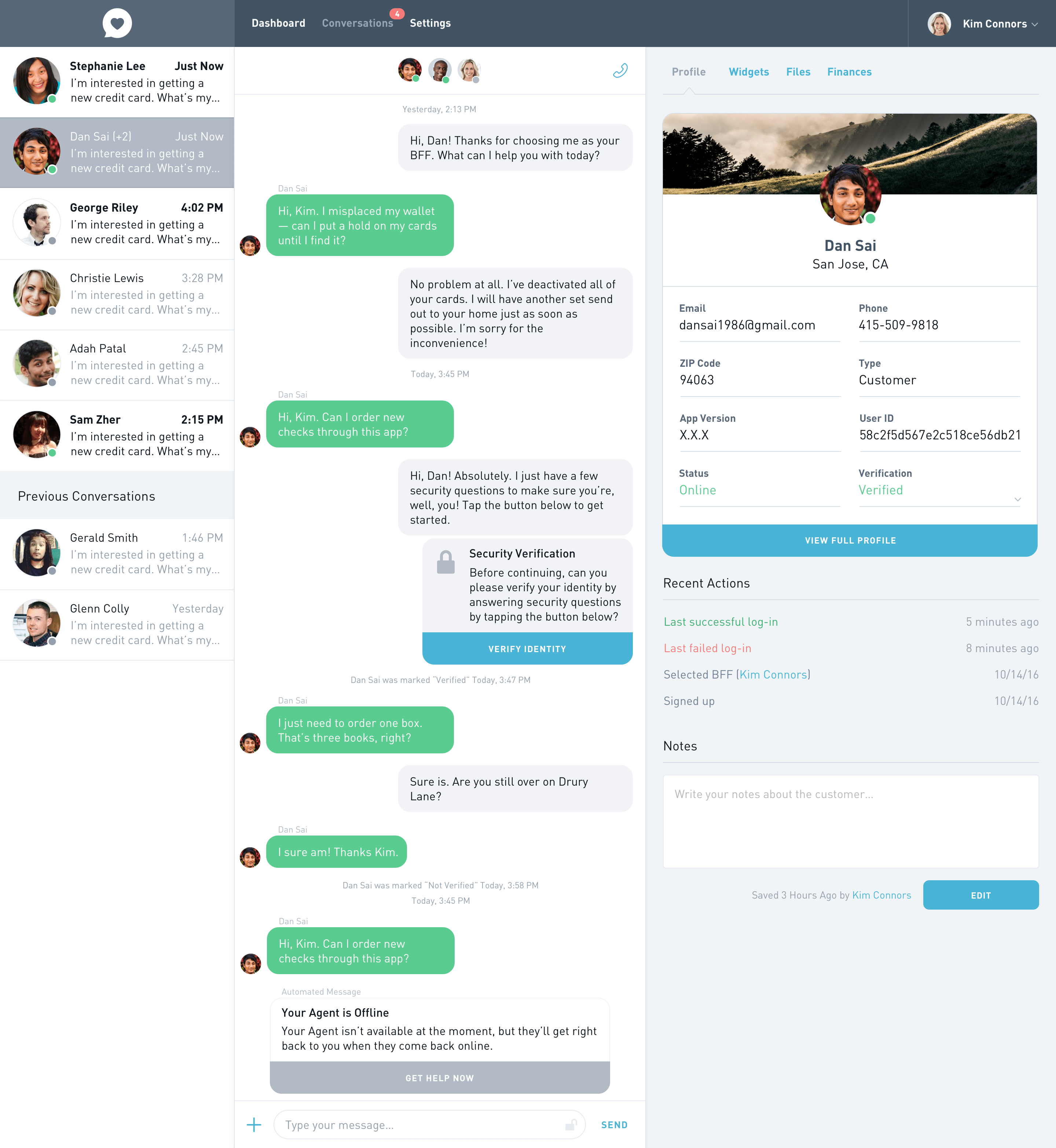 BFF Concierge Dashboard