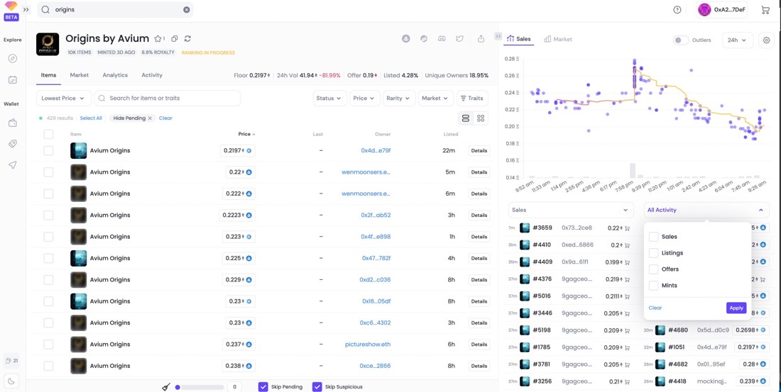 A competing NFT marketplace mimicking Blur's design