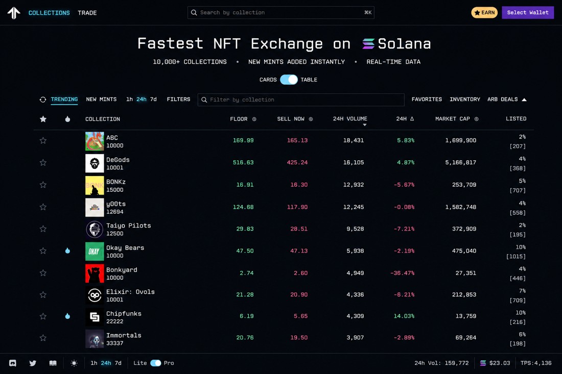 A competing NFT terminal mimicking Blur's design