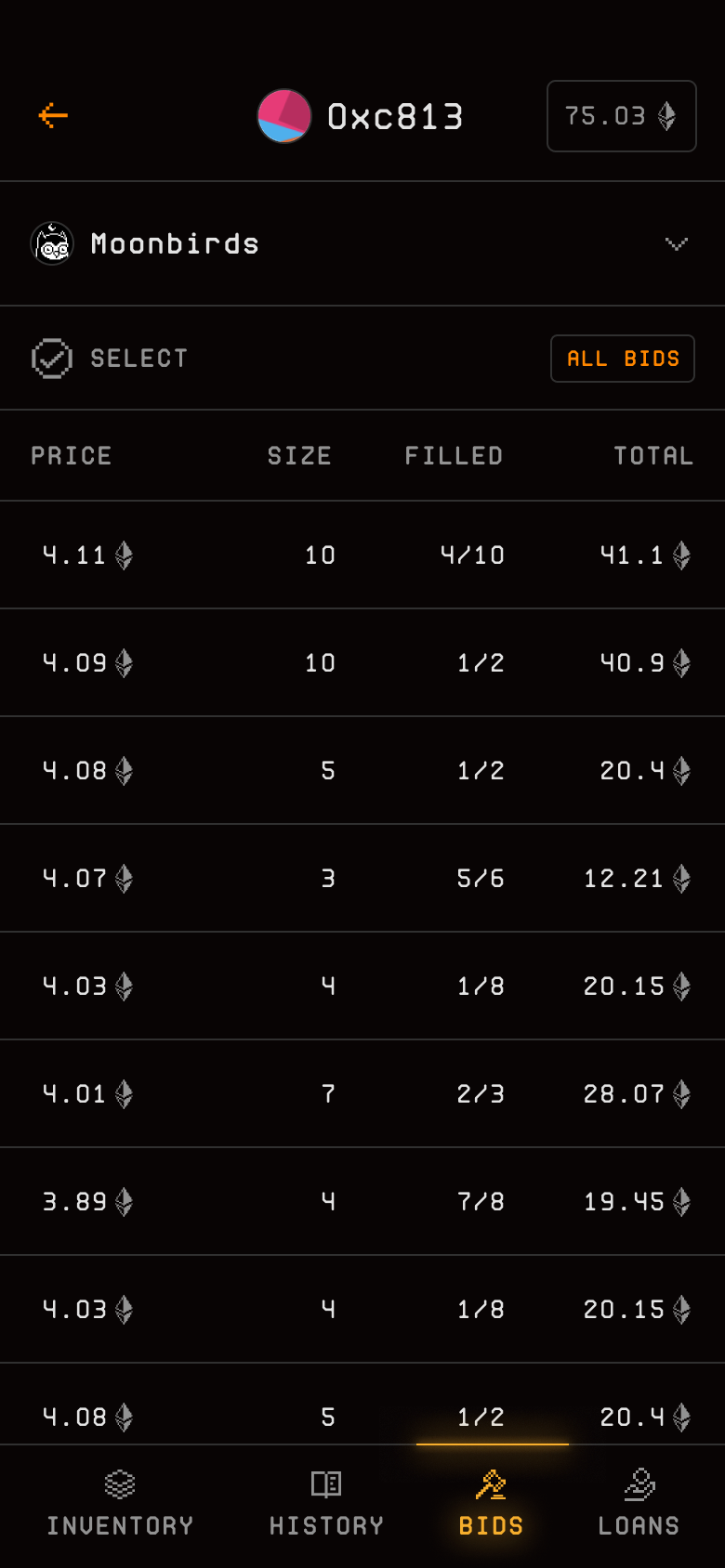 Blur mobile portfolio bids