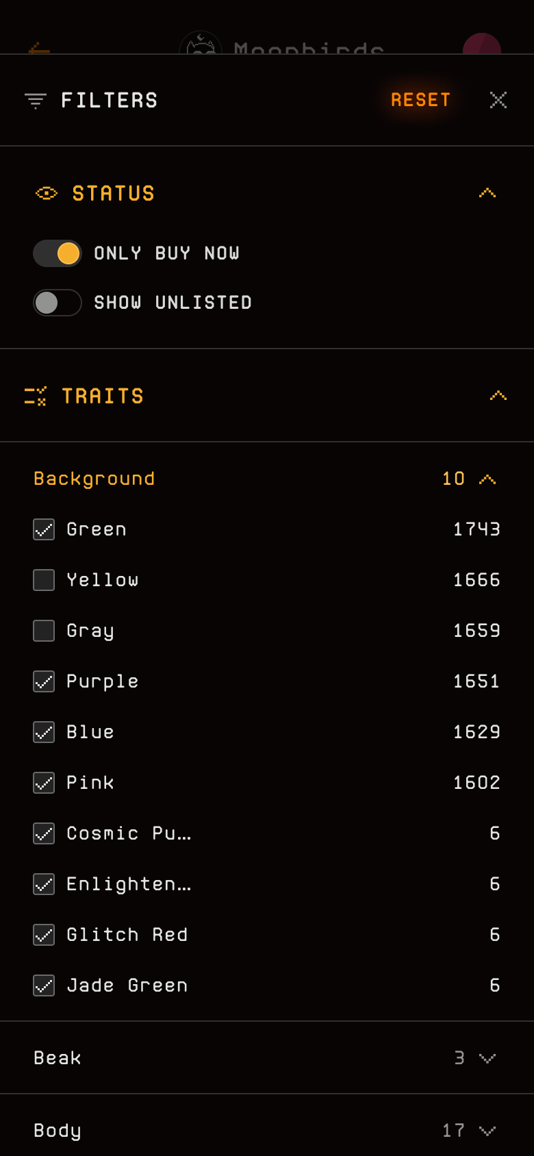Blur mobile trait filters