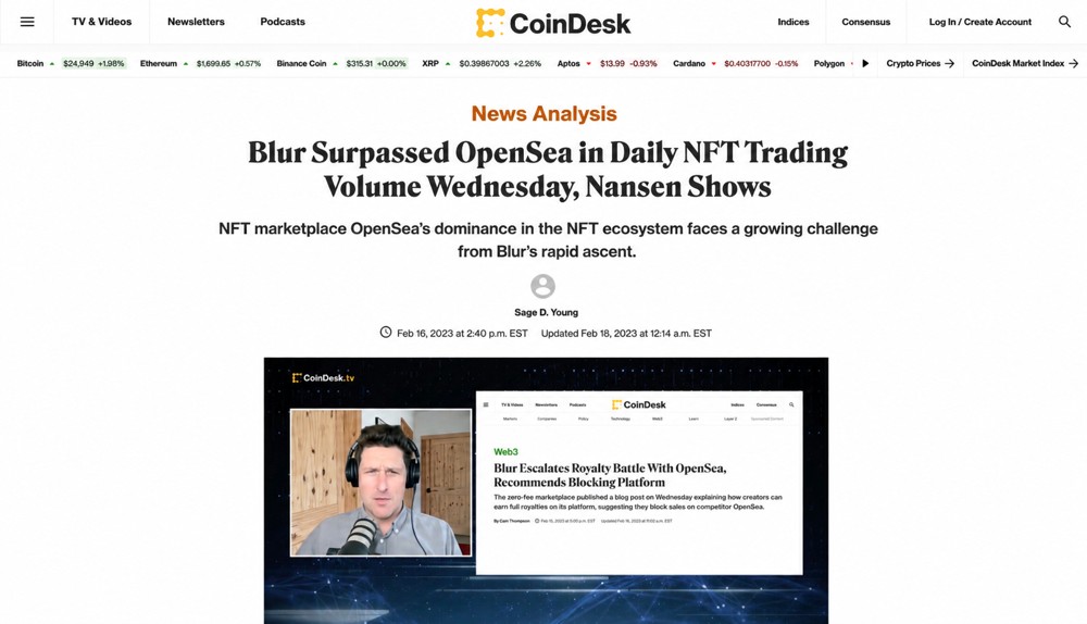 Press coverage: Blur surpasses OpenSea