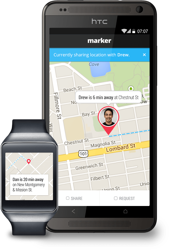 Marker app was built for Android phones and watches.