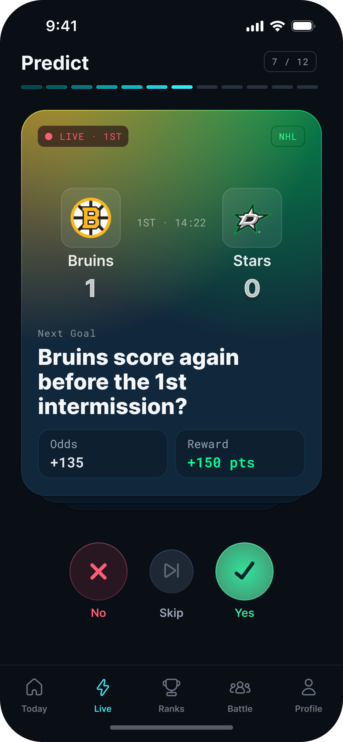 Sportsvote Predict card